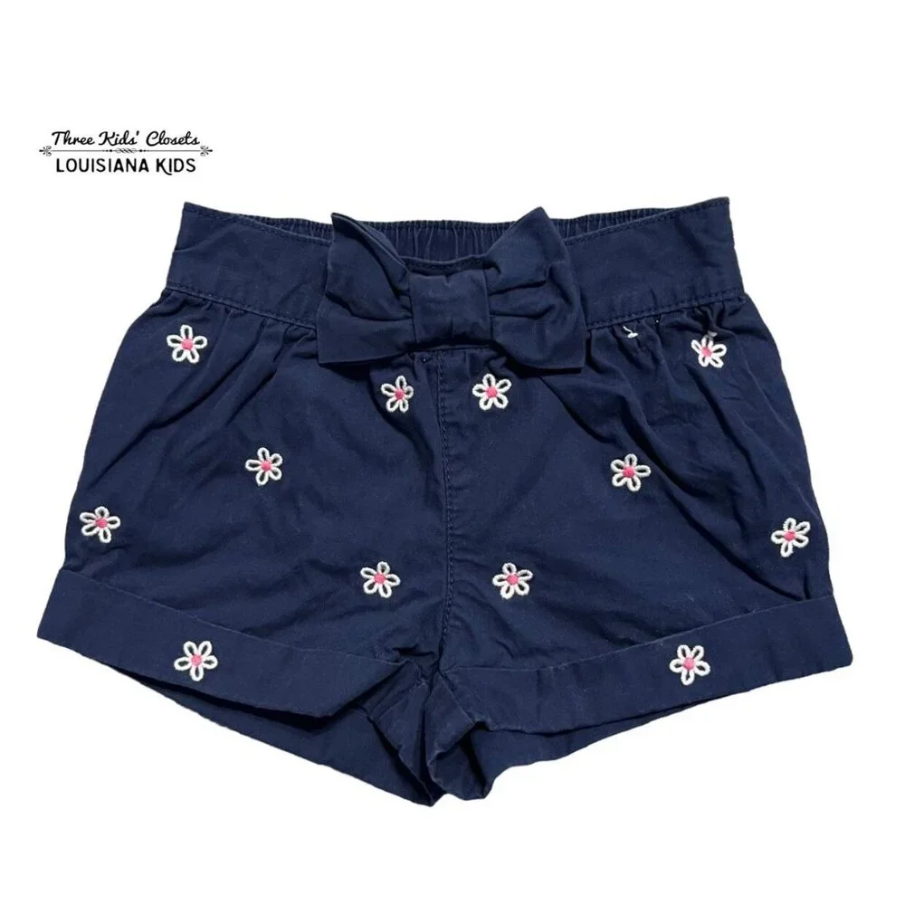 Gymboree 6-12m Navy Embroidered Flowers Bubble Shorts
